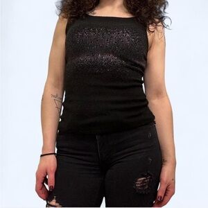 Timing Black & Silver Glitter Tank Top